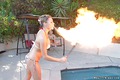 Amazing bikini babes nikki and shay play by the pool with amazing  fire breather babe then head home for some hot pussy licking and dildo fucking action in these streamy pics and big video update