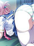 Tiny anime schoolgirl gets wet when she stays doggy style