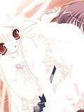Two anime lesbians touching their boobies