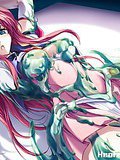 Kinky anime stud rubbing a girl's clitoris very fast