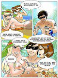 Two huge titted comics lesbians getting fucked hard on the beach