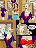 Two hot comics lesbians licking their delicious slits and sucking a large cock