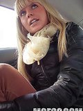 Bela said she'd take off some clothes and let me take a fashion picture, but I convinced her to suck me off for some cash.  This cute blonde has perfect tits and came on my cock in the backseat of her car.