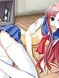 Ponytailed redhead hentai cutie with big tits gets fucked from behind