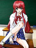 Hot brunette hentai schoolgirl gets round tits tied up