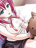Sexy redhead hentai girl with big tits gets shaved pussy fingered upskirt