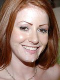 Sexy red headed babe catches a nice facial here in these pics