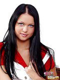 Raven haired Russian girl stripping and playing with a pink dildo