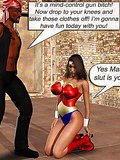 Horny villain fucks this hot crime fighter and cums all over her pussy