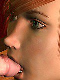 Red haired 3D goddess Lisa gives blowjob and rides Frank's big cock