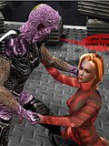 Sexy 3D Blondie giving blowjob to an alien