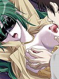 Green haired anime bitch getting pink nipples licked