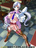 Charming hentai trollop showing her petite poonanie