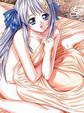 Blue haired manga girl that loves to feel smooth blanket on her body