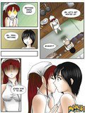 Seductive manga lesbians touching their petite bodies with lust