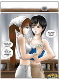 Seductive manga lesbians touching their petite bodies with lust