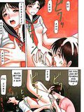 Pigtailed brunette manga schoolgirl sucking and fucking a massive cock