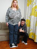 Fat girl sex on his comfy couch