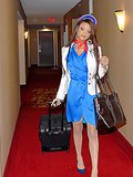 Super sexy flight attendent gets her amazing  pussy pounded hard in these high flying pics